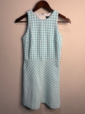 Ann Taylor Blue White Gingham Sleeveless Dress Size 0P
